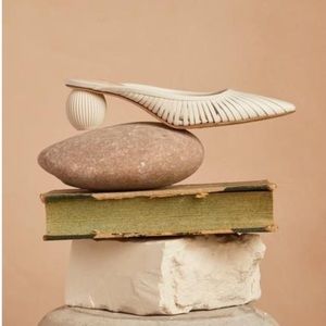 Cult Gaia Alia Leather Mules in Off White